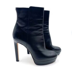 Jimmy Choo Maggie Black Leather Bootie Platform Stiletto Ankle Sz 39.5 / 9.5